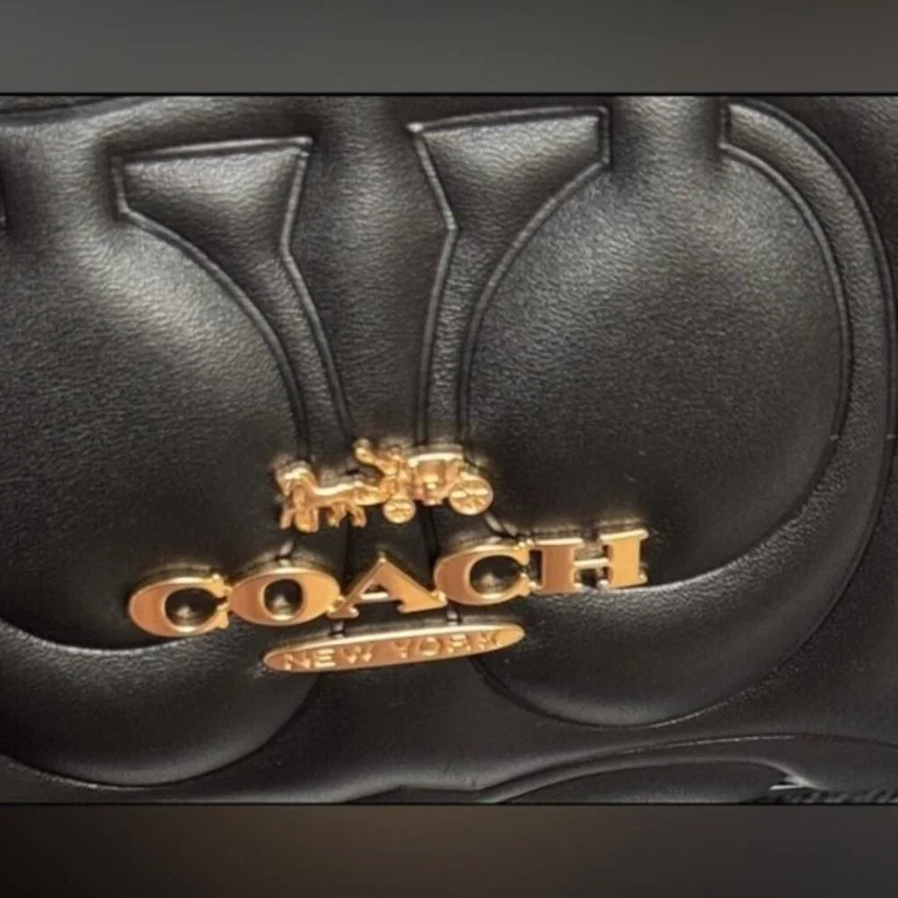 NWT Coach Maggie Tote Bag In Signature Leather CY672 Large size in Gold/Black - Picture 5 of 5